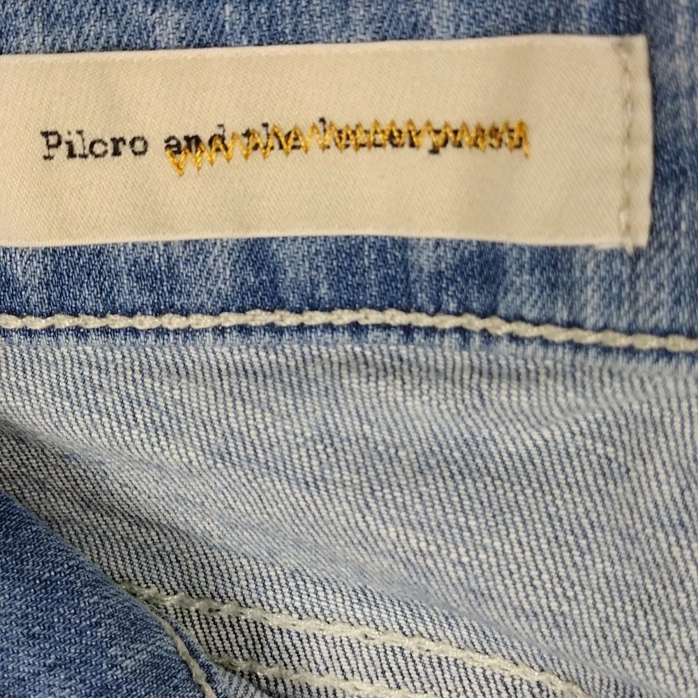 Pilcro and the Letterpress Blue Light Wash Whiskering Mid Rise Straight Leg Jean - Picture 5 of 13